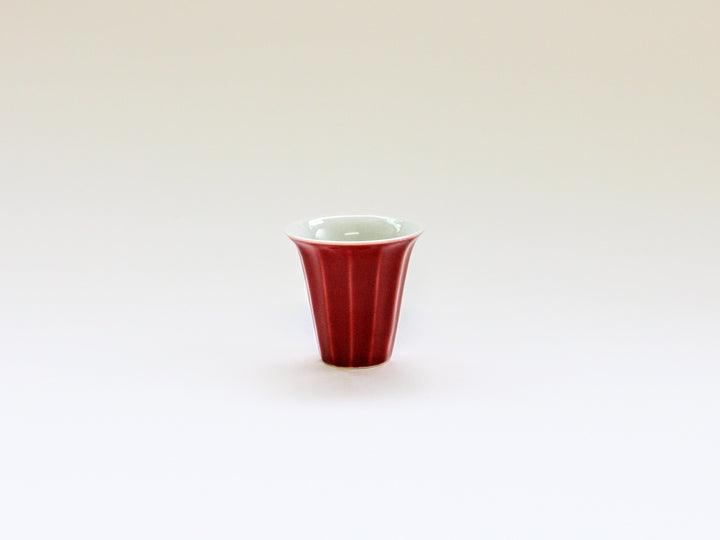 Faceted Trumpet Sake Cup Red Glazed - Crafted By Seitoen