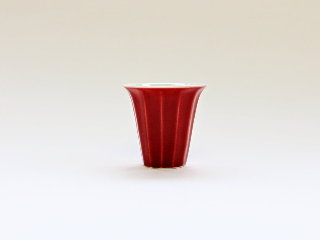 Faceted Trumpet Sake Cup Red Glazed - Crafted By Seitoen