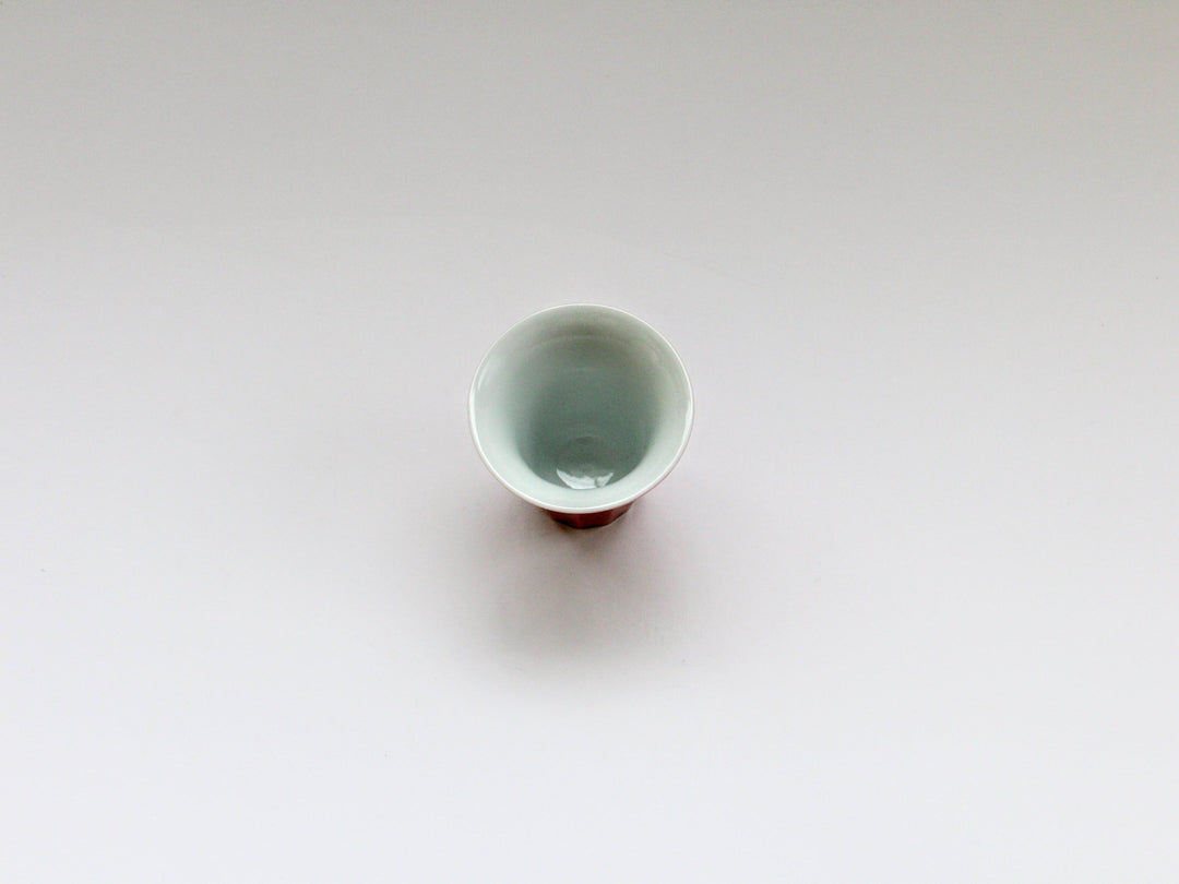 Faceted Trumpet Sake Cup Red Glazed - Crafted By Seitoen