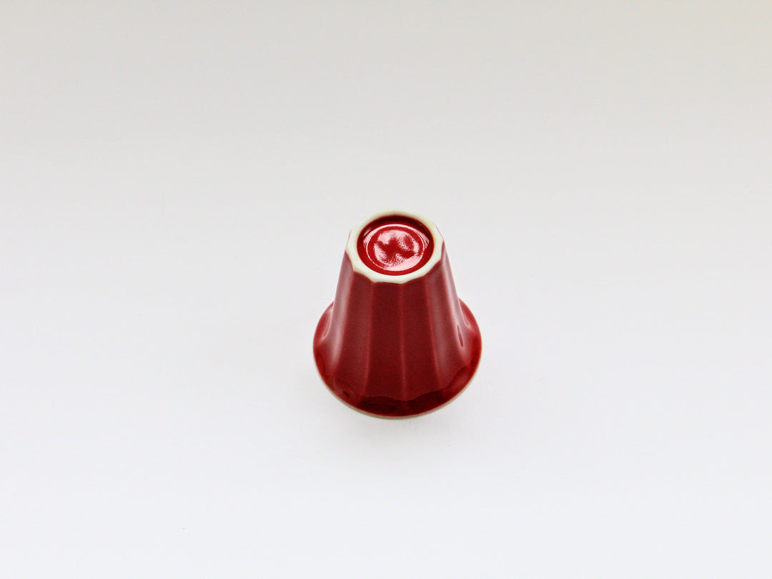 Faceted Trumpet Sake Cup Red Glazed - Crafted By Seitoen