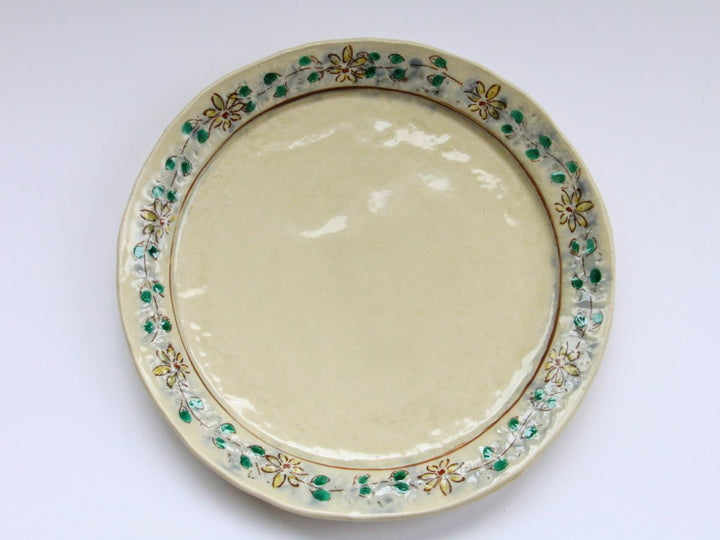 Annam Rim Yellow Flower Linked 8-Sun Flat Plate - Crafted By Masaaki Hibino