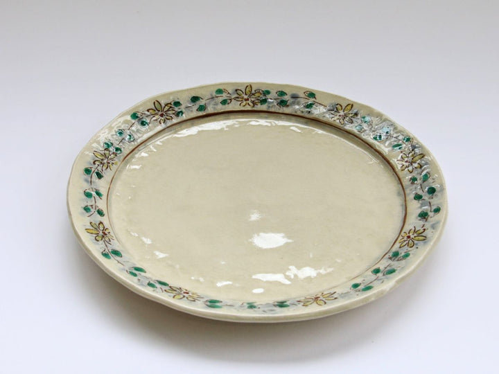 Annam Rim Yellow Flower Linked 8-Sun Flat Plate - Crafted By Masaaki Hibino