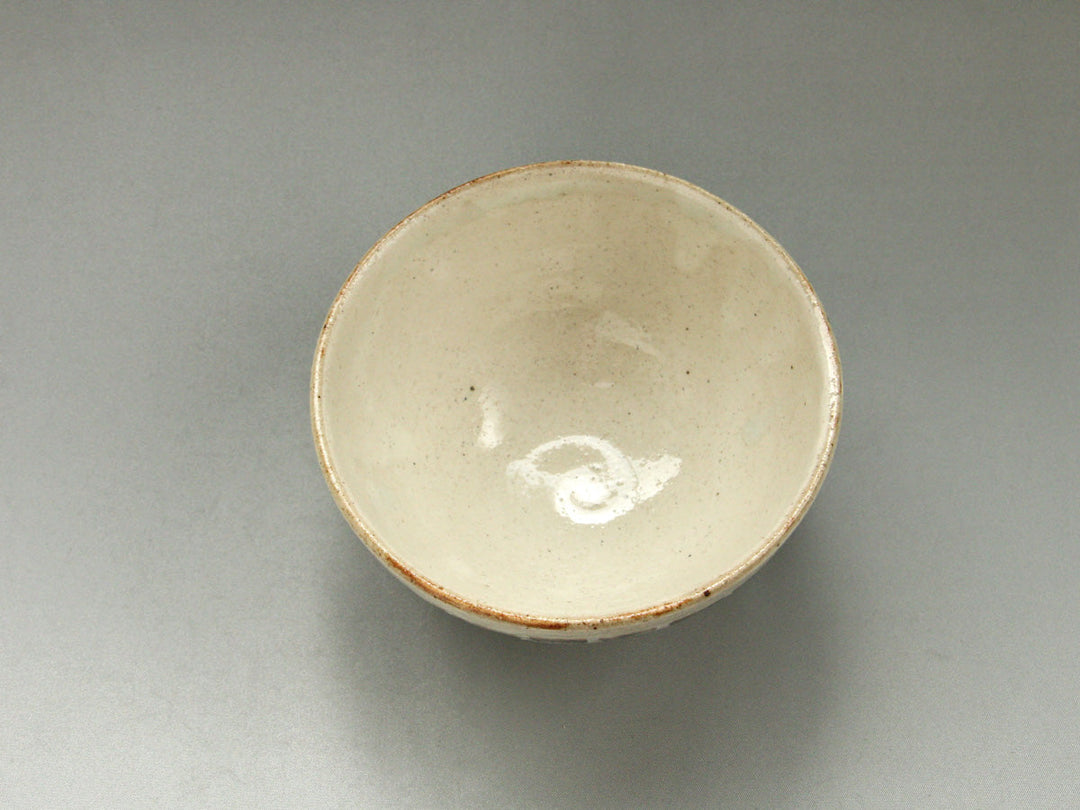 White Slip Striped Rice Bowl - Crafted By Hiroyuki Oguri