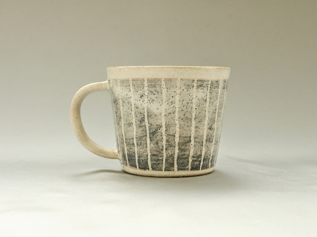 White Slip Striped Mug - Crafted By Hiroyuki Oguri