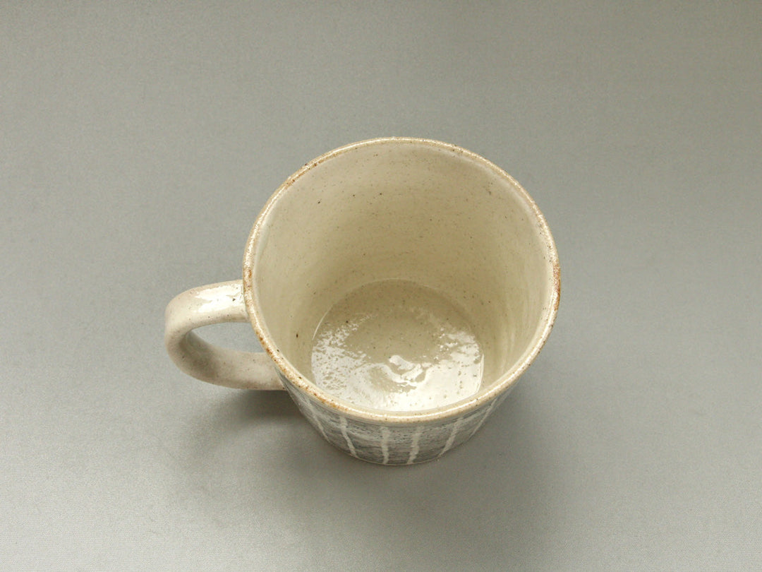 White Slip Striped Mug - Crafted By Hiroyuki Oguri