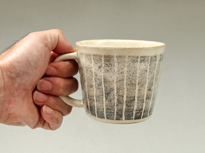 White Slip Striped Mug - Crafted By Hiroyuki Oguri