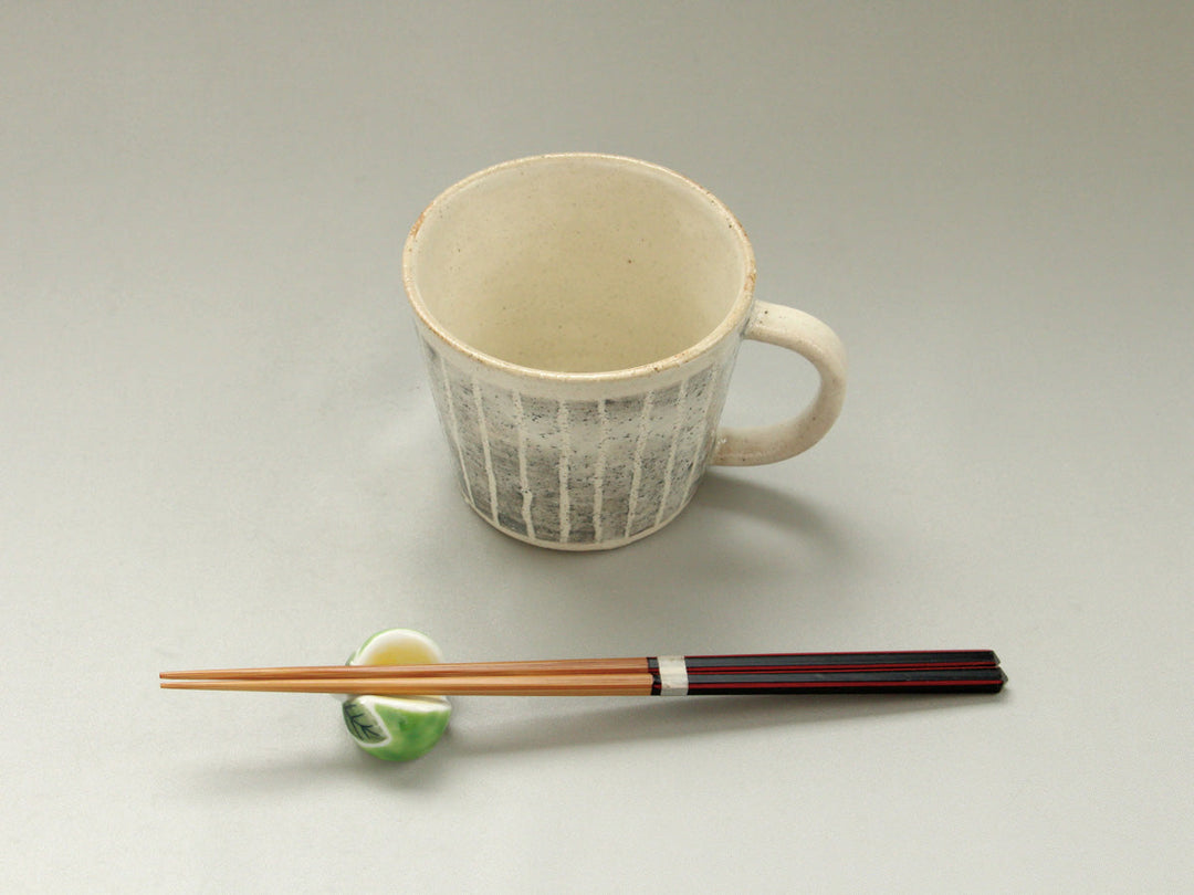 White Slip Striped Mug - Crafted By Hiroyuki Oguri