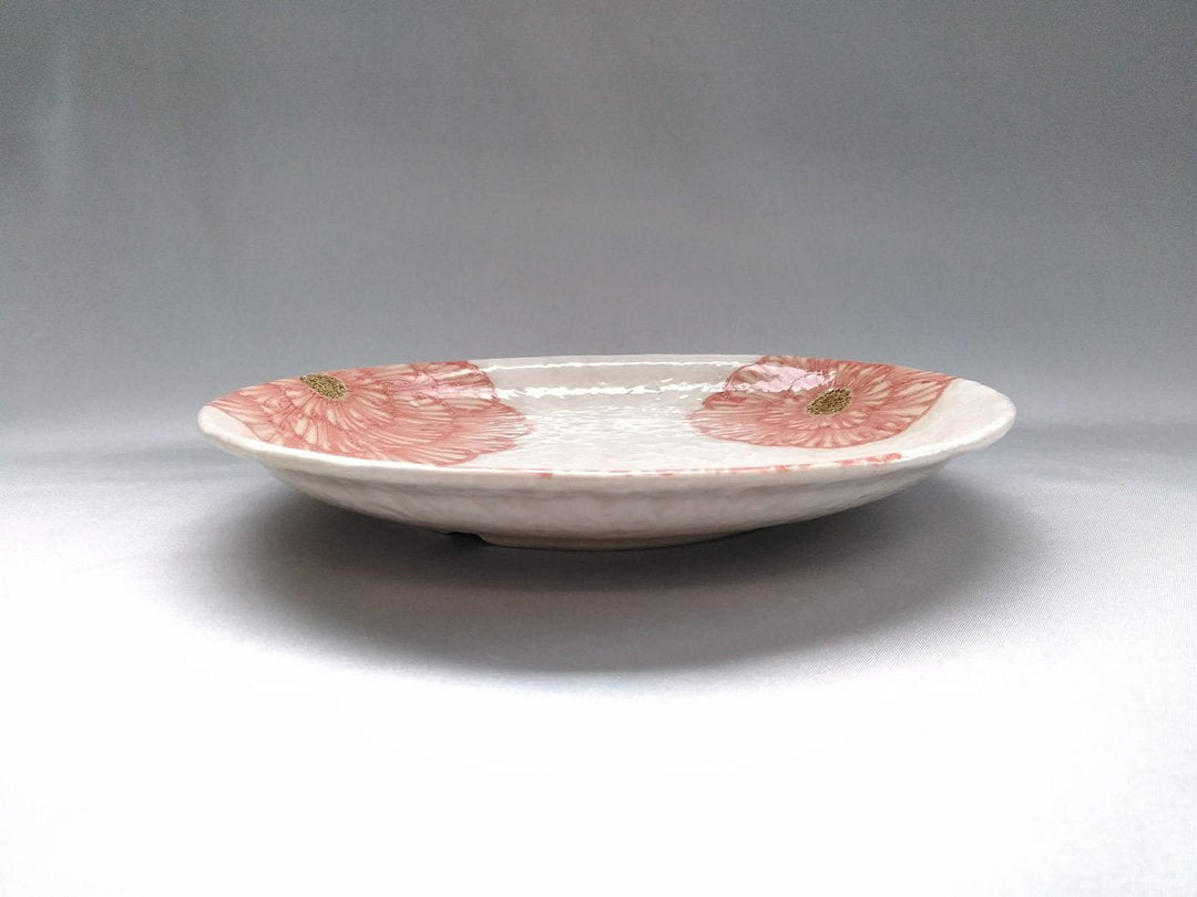 White Slip Peony 7.5-Sun Round Plate Red - Crafted By Yoshihei Kato