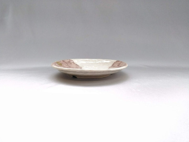 White Slip Peony 5.5-Sun Round Plate Purple - Crafted By Yoshihei Kato