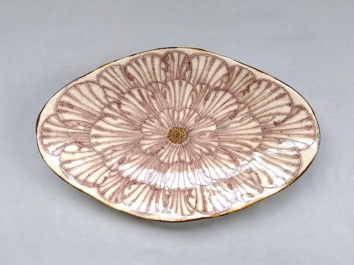 Peony Flower Boat-Shaped Plate Purple - Crafted By Yoshihei Kato