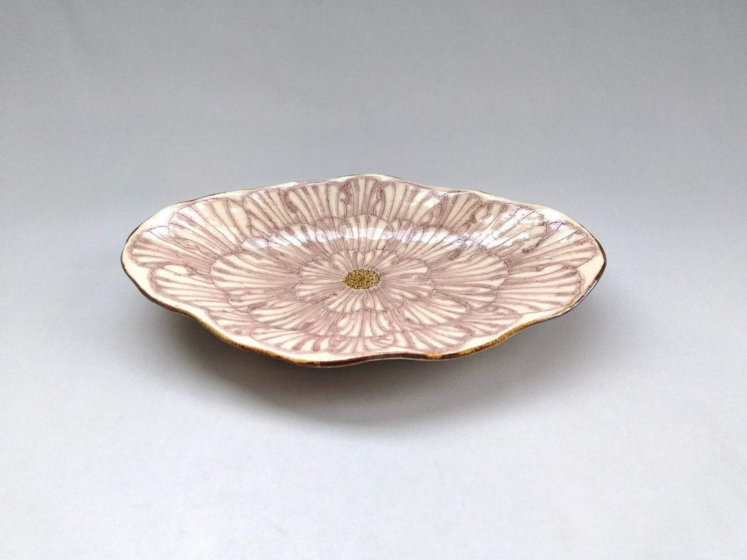 Peony Flower Boat-Shaped Plate Purple - Crafted By Yoshihei Kato