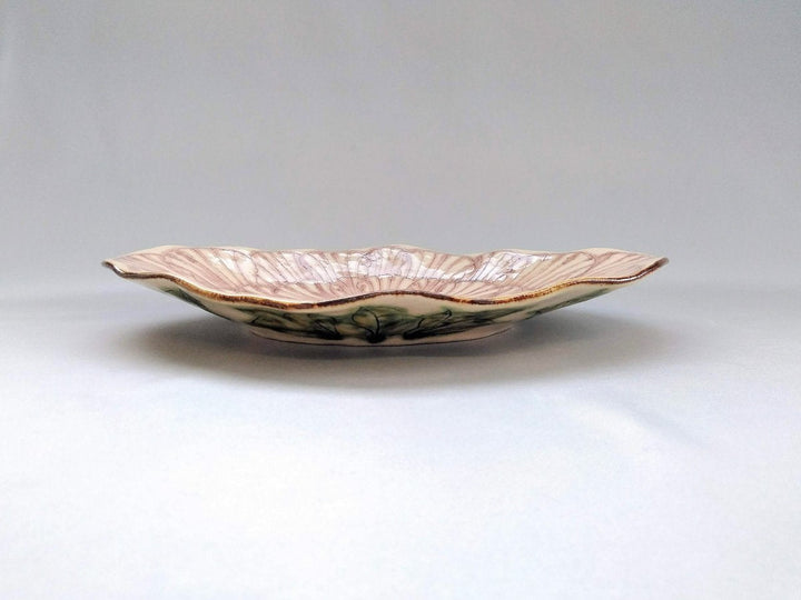 Peony Flower Boat-Shaped Plate Purple - Crafted By Yoshihei Kato