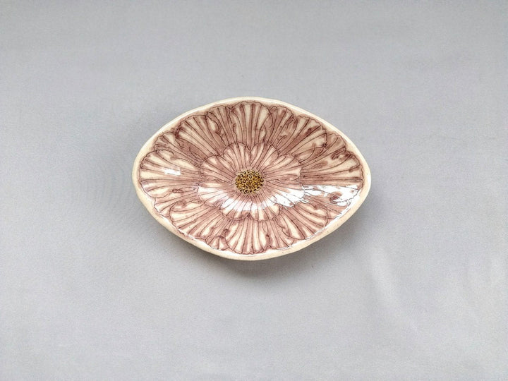 Peony Flower Diamond-Shaped Small Plate Purple - Crafted By Yoshihei Kato