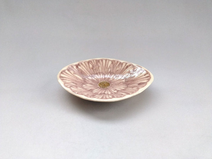 Peony Flower Diamond-Shaped Small Plate Purple - Crafted By Yoshihei Kato