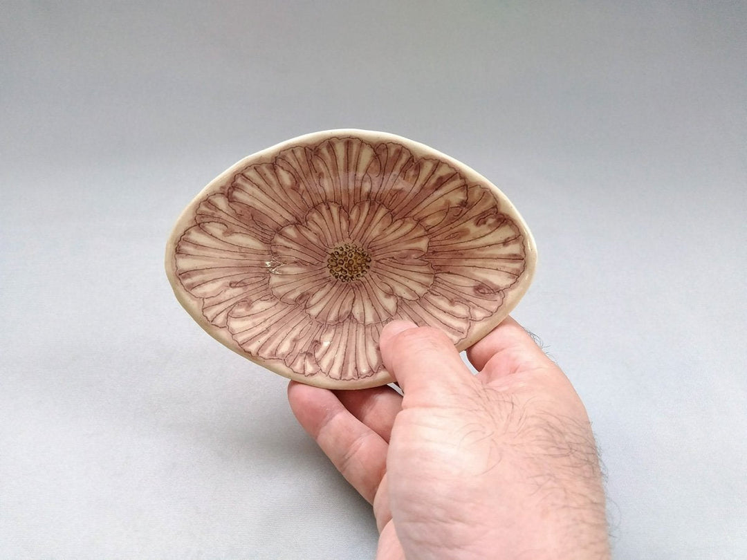 Peony Flower Diamond-Shaped Small Plate Purple - Crafted By Yoshihei Kato