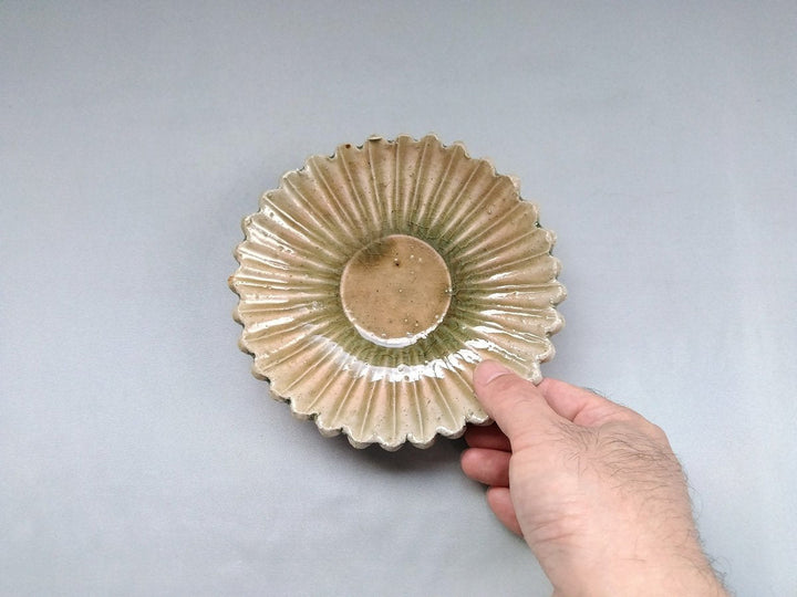 Ash Glazed Chrysanthemum-Shaped Plate - Crafted By Masashi Sato