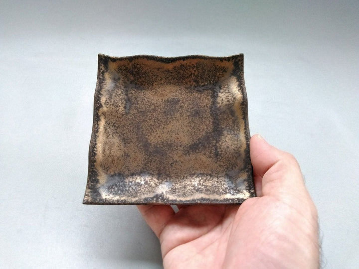 Gold Clay Glazed Square Plate Small - Crafted By Kikaku Pottery