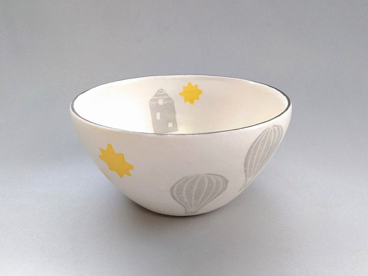 Washi-Dyed Gray with Yellow Flowers Fantasy Deep Bowl - Crafted By Yasumi Pottery