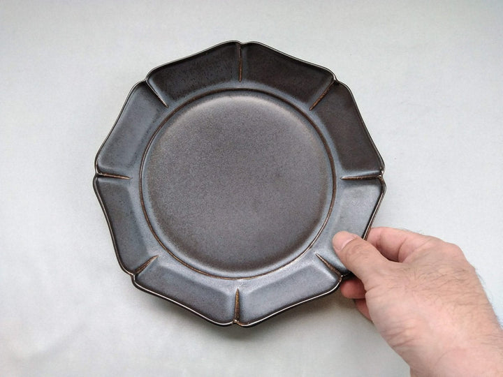 Black Glazed Happo 7-Sun Plate - Crafted By Pottery Ao