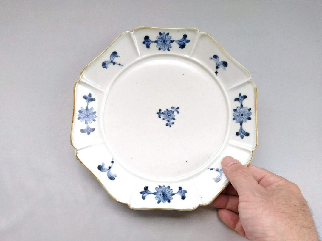 Old Underglazed Flower Octagonal 7-Sun Plate - Crafted By Pottery Ao