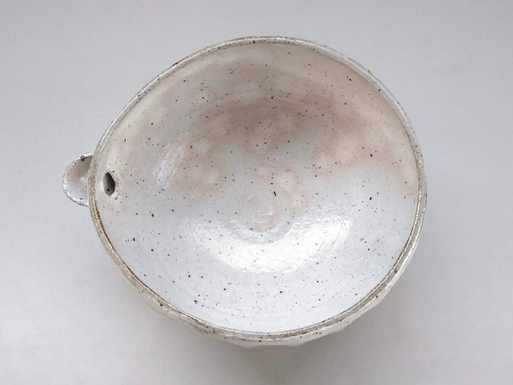 White Slip thick shavings 6-Sun Katakuchi Sake Pourer Pot - Crafted By Hyozan Kiln