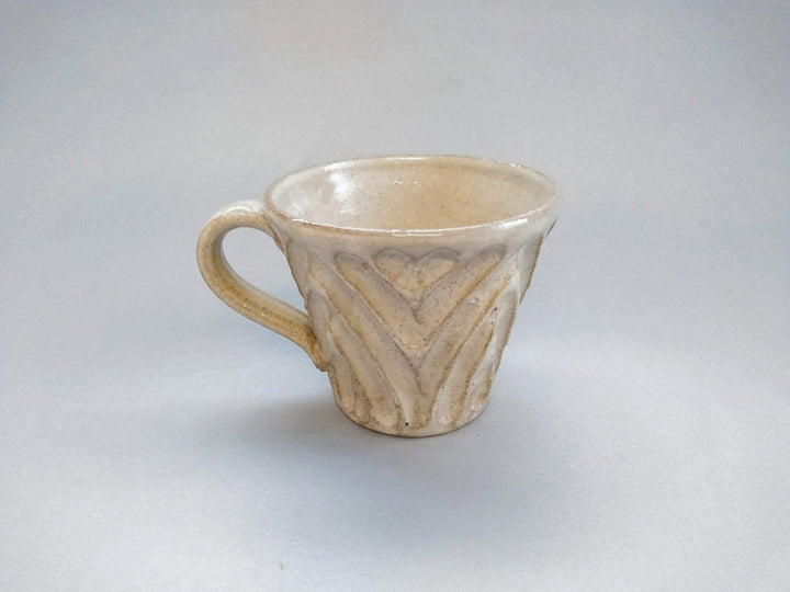 White Slip Heart Ridged Mug - Crafted By Junichi Mashiko