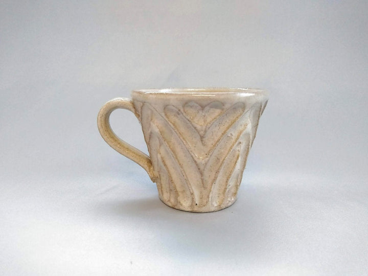 White Slip Heart Ridged Mug - Crafted By Junichi Mashiko