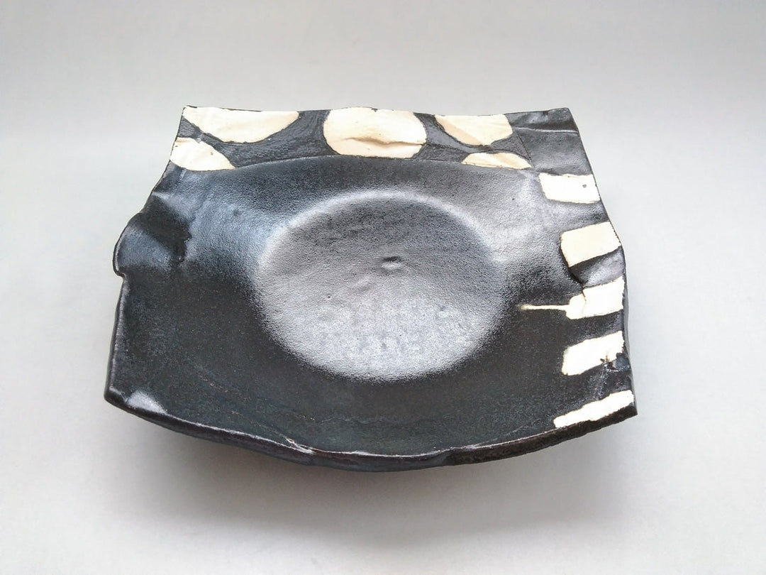 Black Glazed 8-Sun Square serving Plate - Crafted By Kazuhito Yamamoto