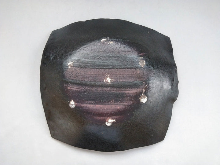 Black Glazed 8-Sun Square serving Plate - Crafted By Kazuhito Yamamoto