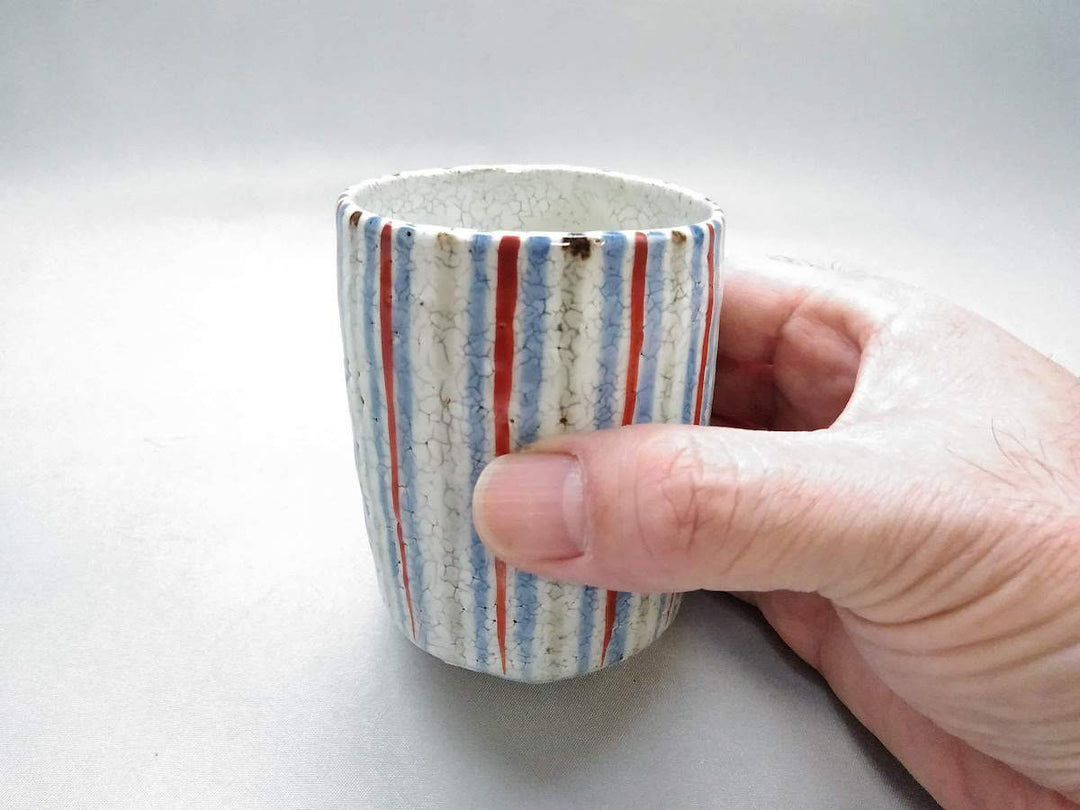 Three-Color Tokusa Tea Cup Red - Crafted By Shigehisa Miura