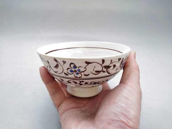 Rust Flower Arabesque Rice Bowl Blue - Crafted By Masaaki Hibino