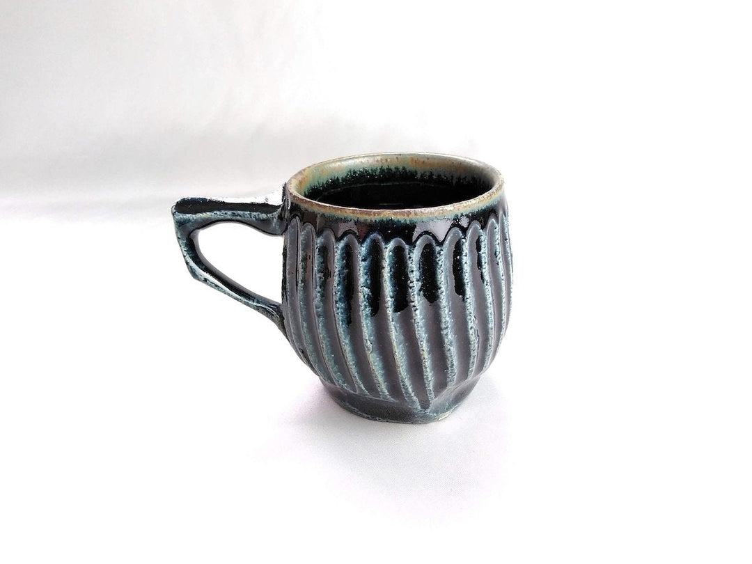 Blue Glazed Ridgedmaru Mug - Crafted By Kazuhito Yamamoto