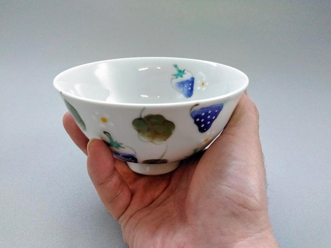 Watercolor Strawberry Rice Bowl Large - Crafted By Tokushichi Kiln