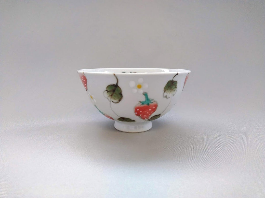 Watercolor Strawberry Rice Bowl Small - Crafted By Tokushichi Kiln