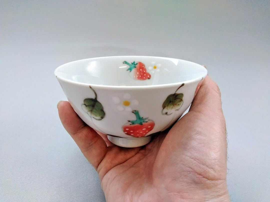 Watercolor Strawberry Rice Bowl Small - Crafted By Tokushichi Kiln