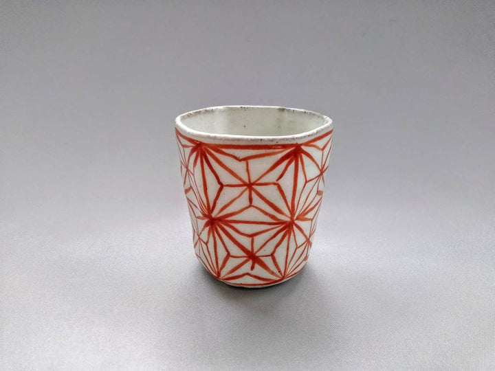 White Slip Hemp Leaf Hexagonal Tea Cup Red - Crafted By Shigehisa Miura