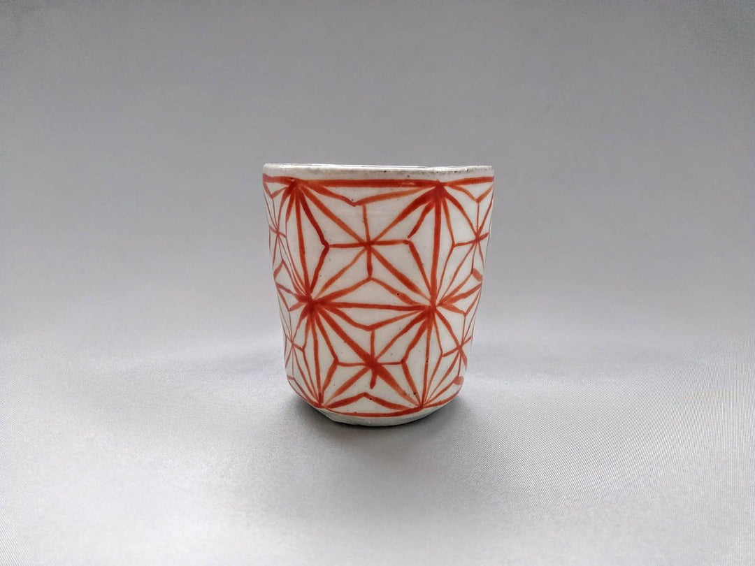 White Slip Hemp Leaf Hexagonal Tea Cup Red - Crafted By Shigehisa Miura