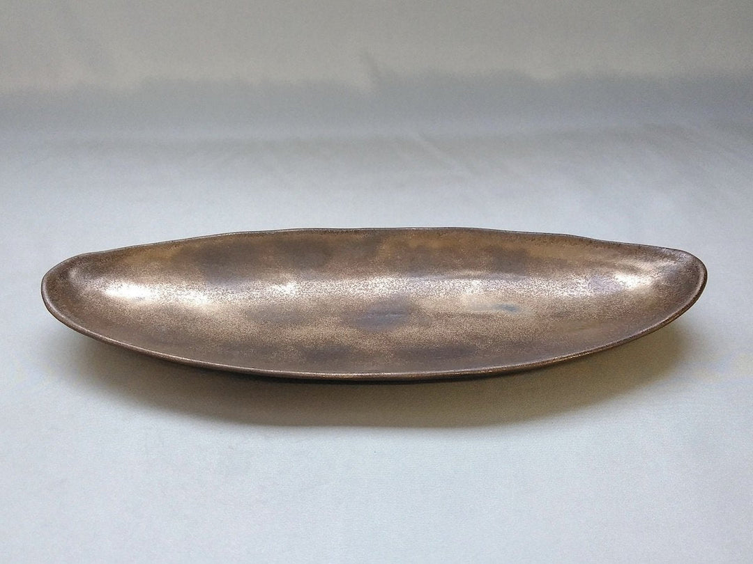 Gold Clay Glazed boat-Shaped Plate - Crafted By Kikaku Pottery