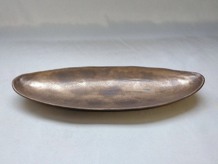 Gold Clay Glazed boat-Shaped Plate - Crafted By Kikaku Pottery