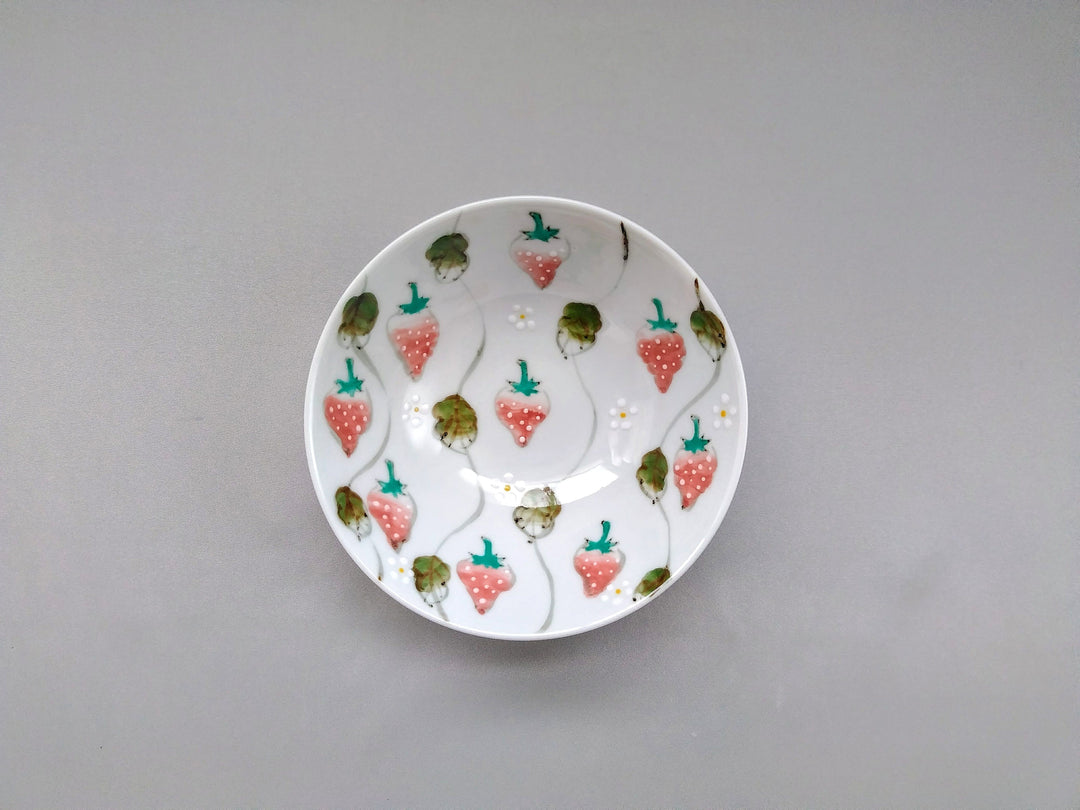 Watercolor Strawberry Flat Bowl - Crafted By Tokushichi Kiln