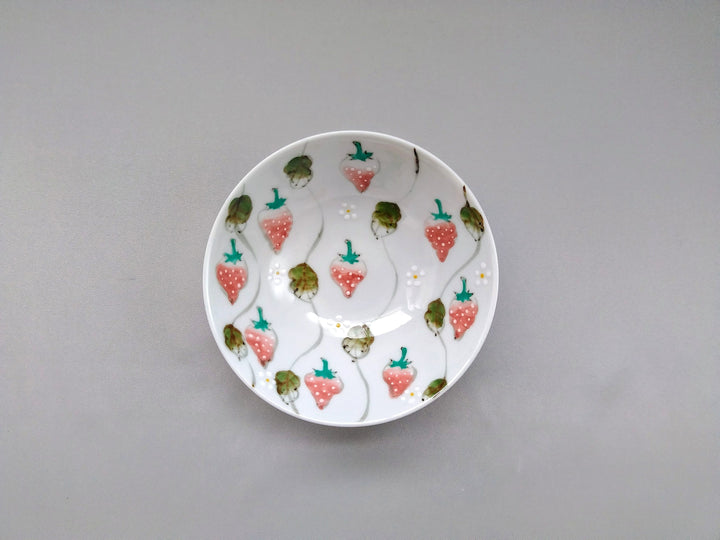 Watercolor Strawberry Flat Bowl - Crafted By Tokushichi Kiln