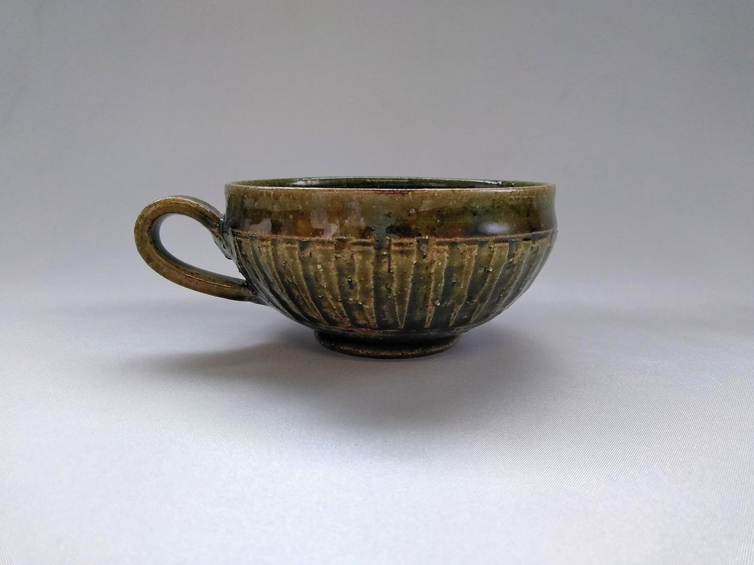 Ridged Soup Cup Oribe - Crafted By Kiyohide Yokoi