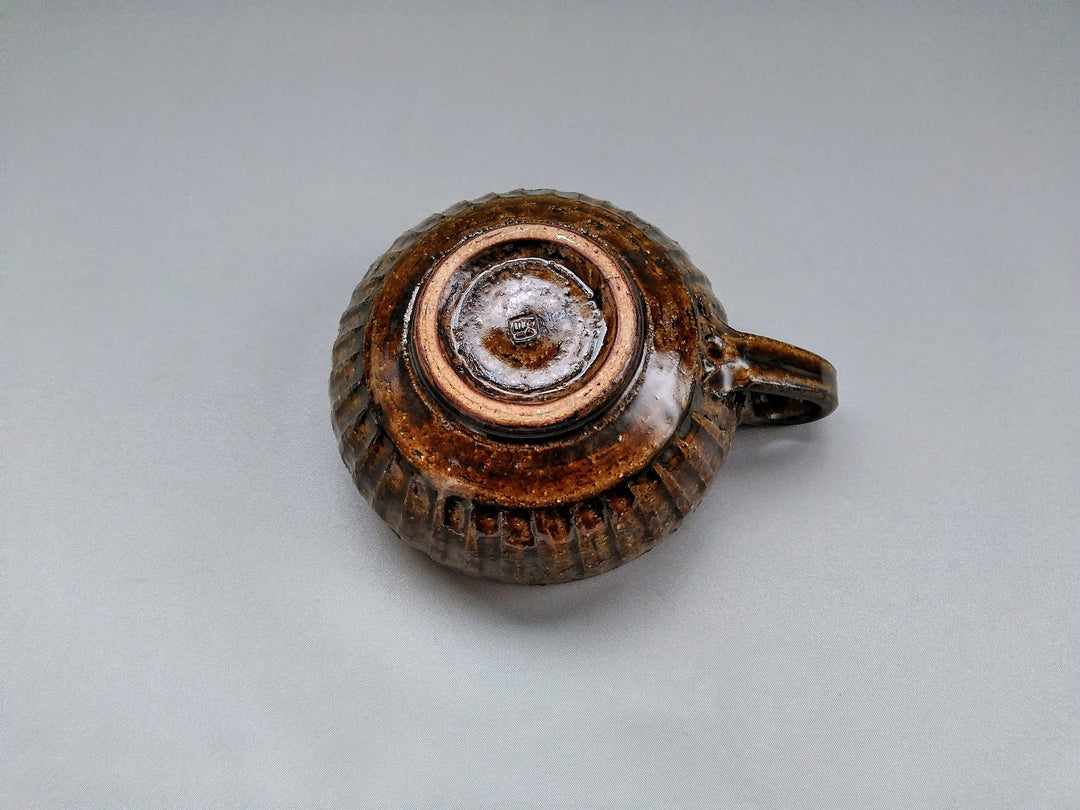 Ridged Soup Cup Amber - Crafted By Kiyohide Yokoi