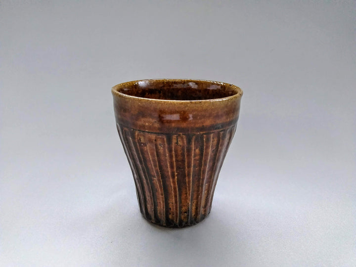 Ridged Warp Free Cup Amber - Crafted By Kiyohide Yokoi