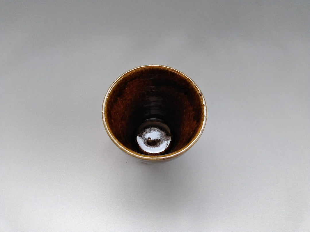 Ridged Warp Free Cup Amber - Crafted By Kiyohide Yokoi