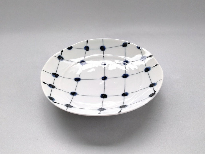 Dotted Grid Pattern 5-Sun Plate - Crafted By Fukuho Kiln