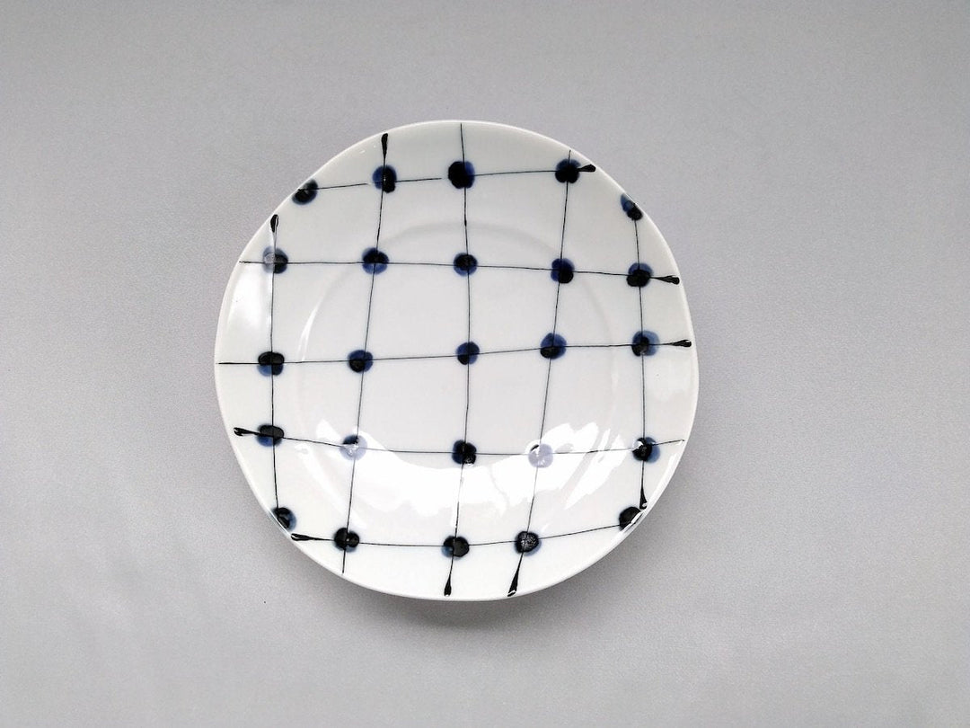 Dotted Grid Pattern 5-Sun Plate - Crafted By Fukuho Kiln