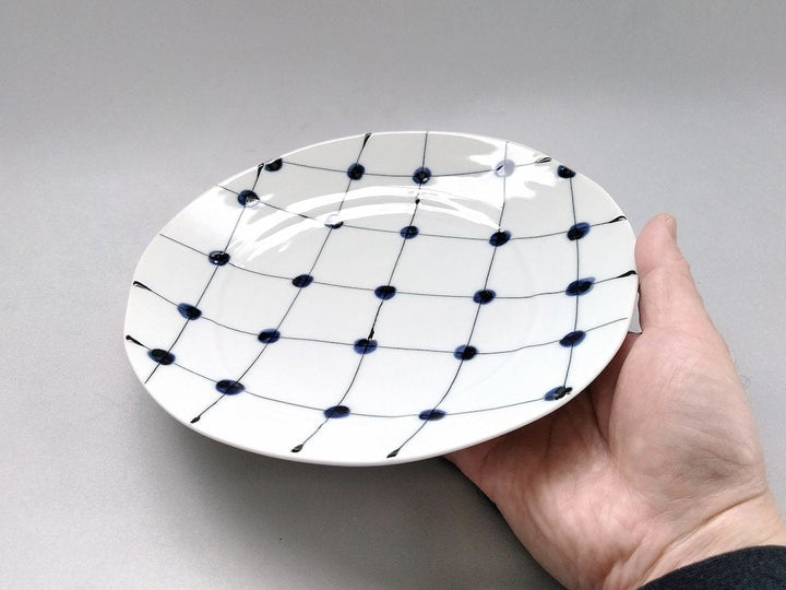 Dotted Grid Pattern 6.5-Sun Plate - Crafted By Fukuho Kiln