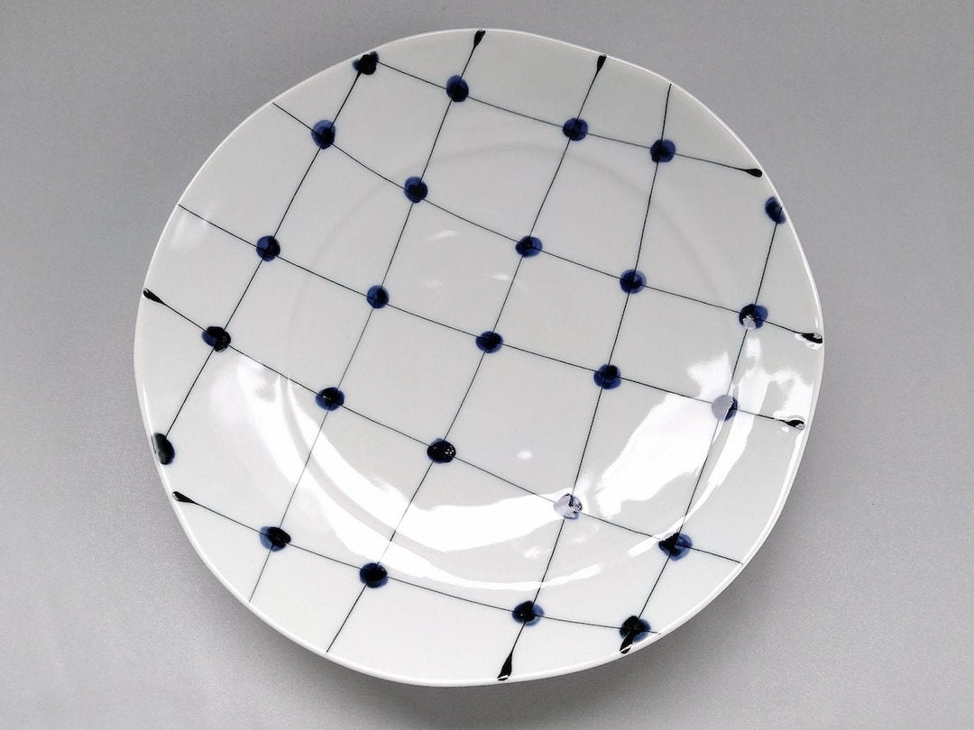 Dotted Grid Pattern 8-Sun Plate - Crafted By Fukuho Kiln