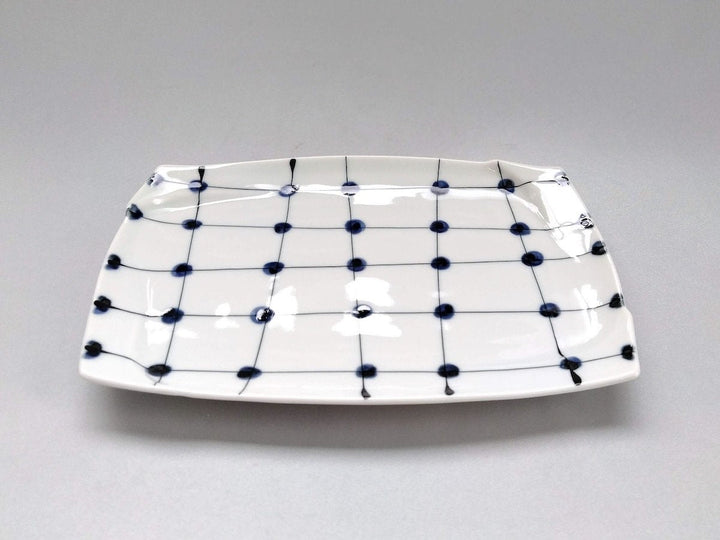 Dotted Grid Pattern Rimtori ware Plate - Crafted By Fukuho Kiln